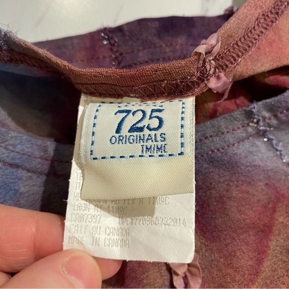 Vintage 725 Originals crop top stretchy tyedye shimmer ruffle made in Canada - Picture 5 of 6